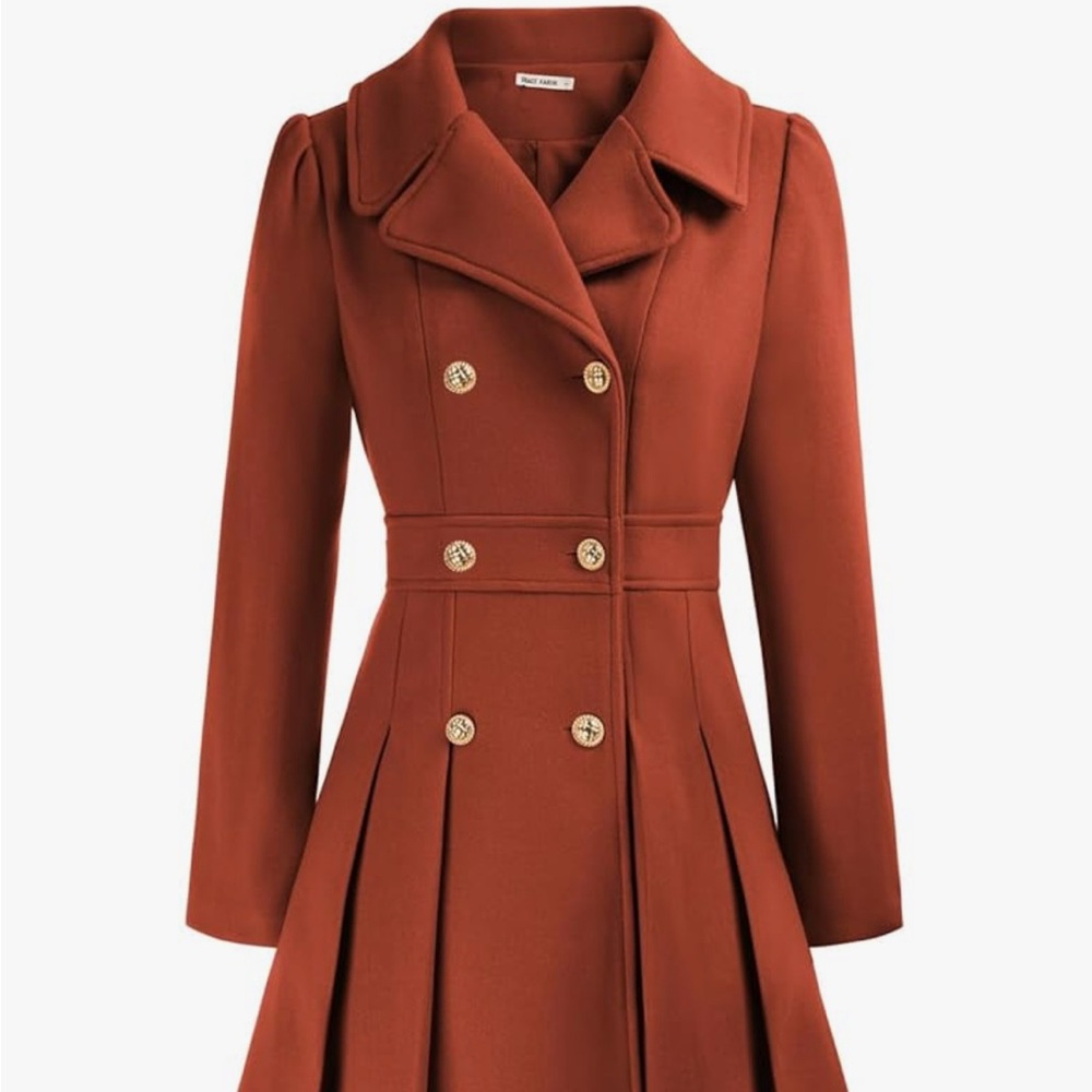 Grace Karin Rust Double-Breasted Coat